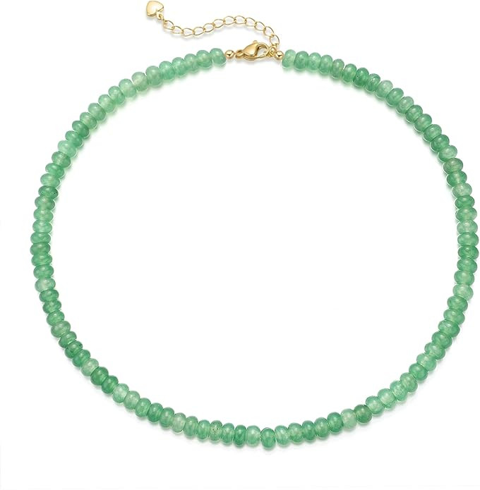 Beaded Gemstone Necklaces for Women, Bohemian Colored Choker Natural Stone Bead Decoration Summer... | Amazon (US)