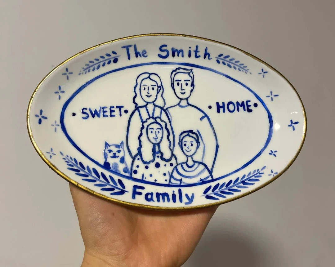 Personalized Plate Custom Family Portrait MAX 6 PERSONS Hand Painted Ceramic Plate Unique Christm... | Etsy (US)