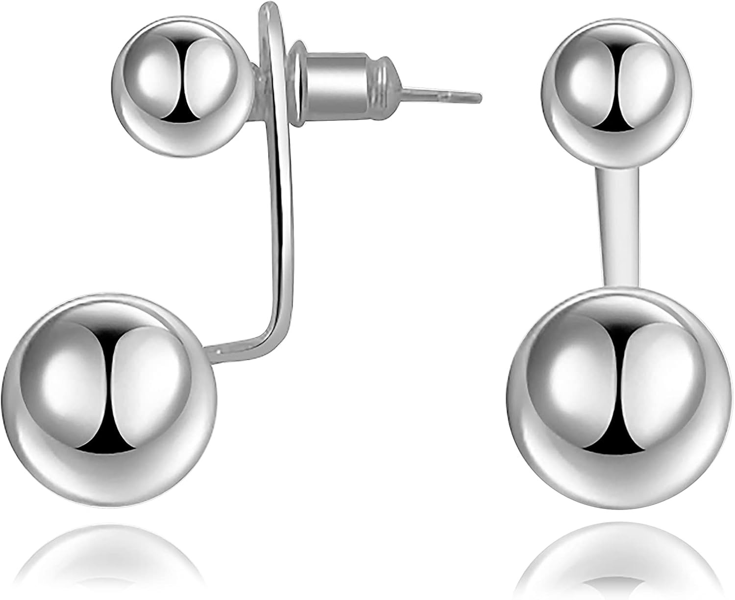 Double Ball Jacket Earrings for Women Front Back 2 in 1 Stud Earrings Pearl Ball Earrings | Amazon (US)