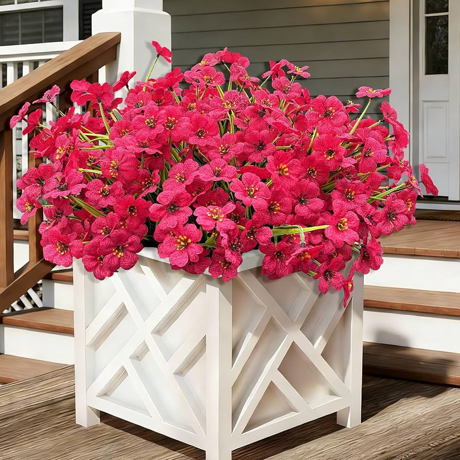20 Bundles Fuchsia Artificial Flowers for Outdoors, UV Resistant Fake Flowers with Plastic Plants... | Amazon (US)