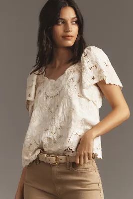 The Lainie Lace Cutwork Blouse | Anthropologie (US)