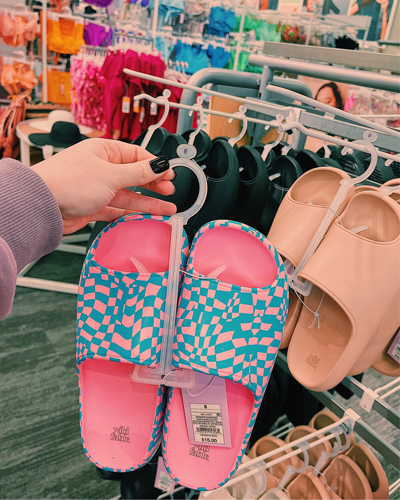 summer, is that you 👀 ICYMI - swimwear is BACK @ Target & the accessories are soOoO cute ✨I fell in love with this style of slides last year, so I was super excited to see them back in new colors & patterns 🤩 how fun is this wavy checkered pattern?! 💕 

#LTKshoecrush #LTKswim #LTKSeasonal