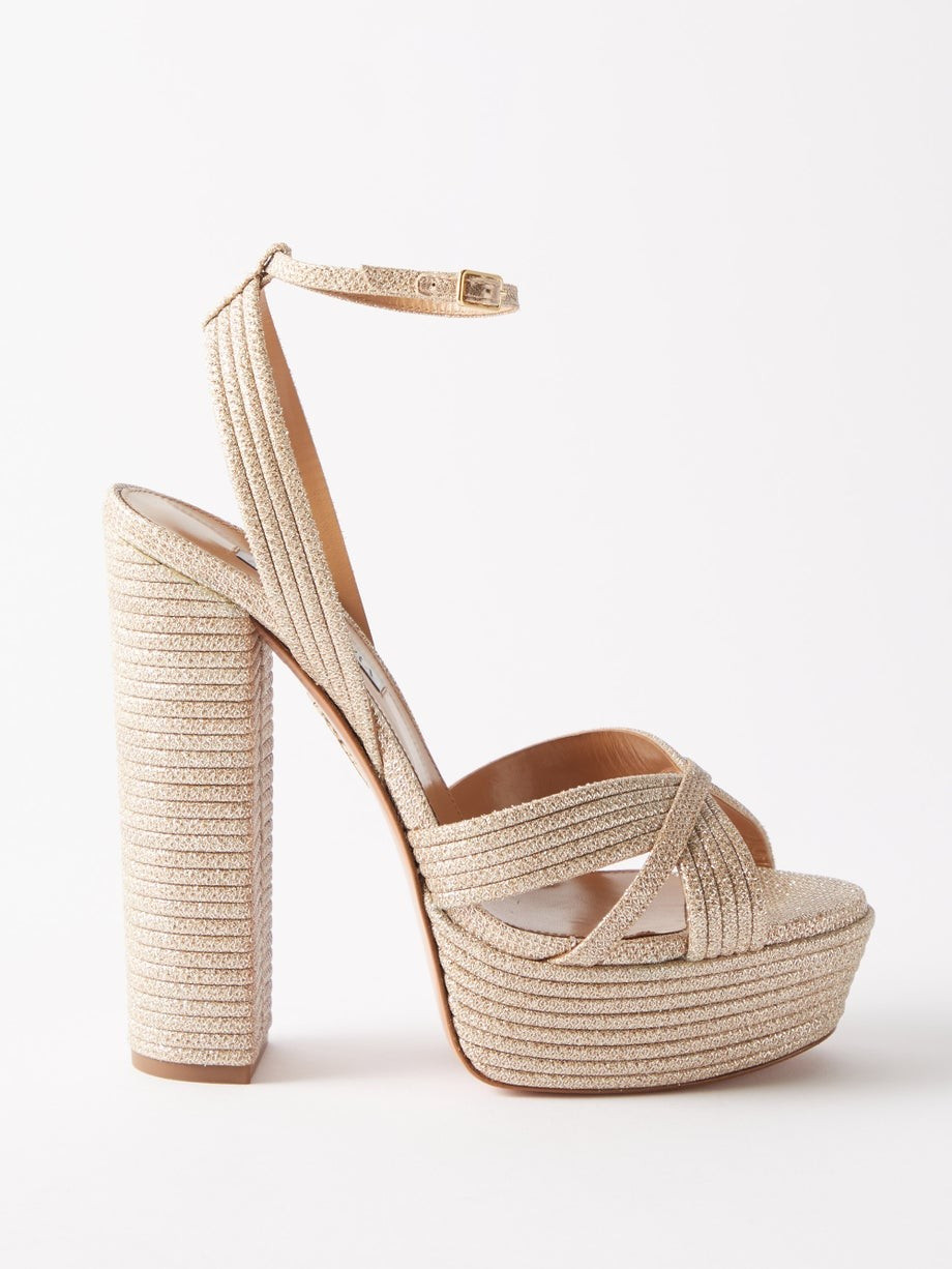 Sundance 140 metallic-cord platform sandals | Aquazzura | Matches (US)