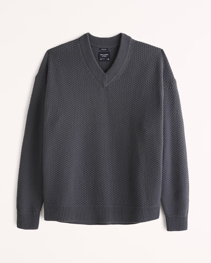 Oversized Preppy V-Neck Sweater | Abercrombie & Fitch (US)