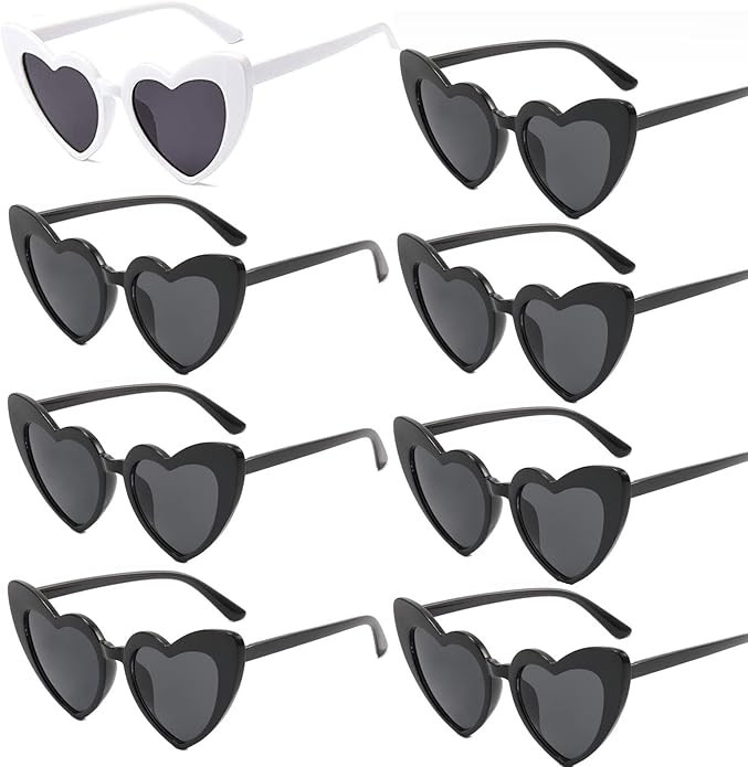 AEAHALY Pink White Black Heart Sunglasses for Women Vintage Bride Heart Shaped Sunglasses Wedding... | Amazon (US)