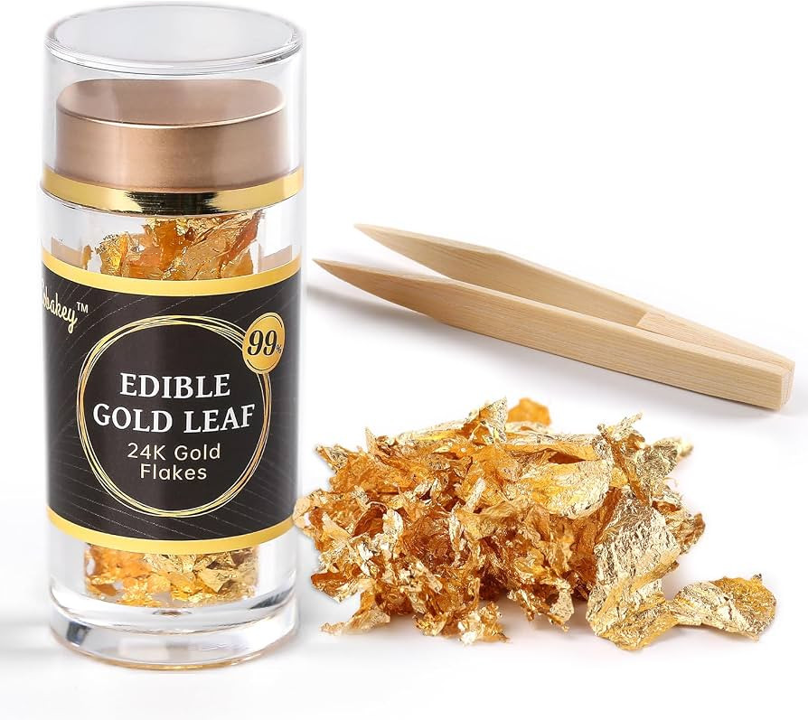 Cobakey Genuine Edible Gold Leaf Flakes - 50mg Edible Gold Flakes for Cake Decoration (Cupcake, C... | Amazon (US)