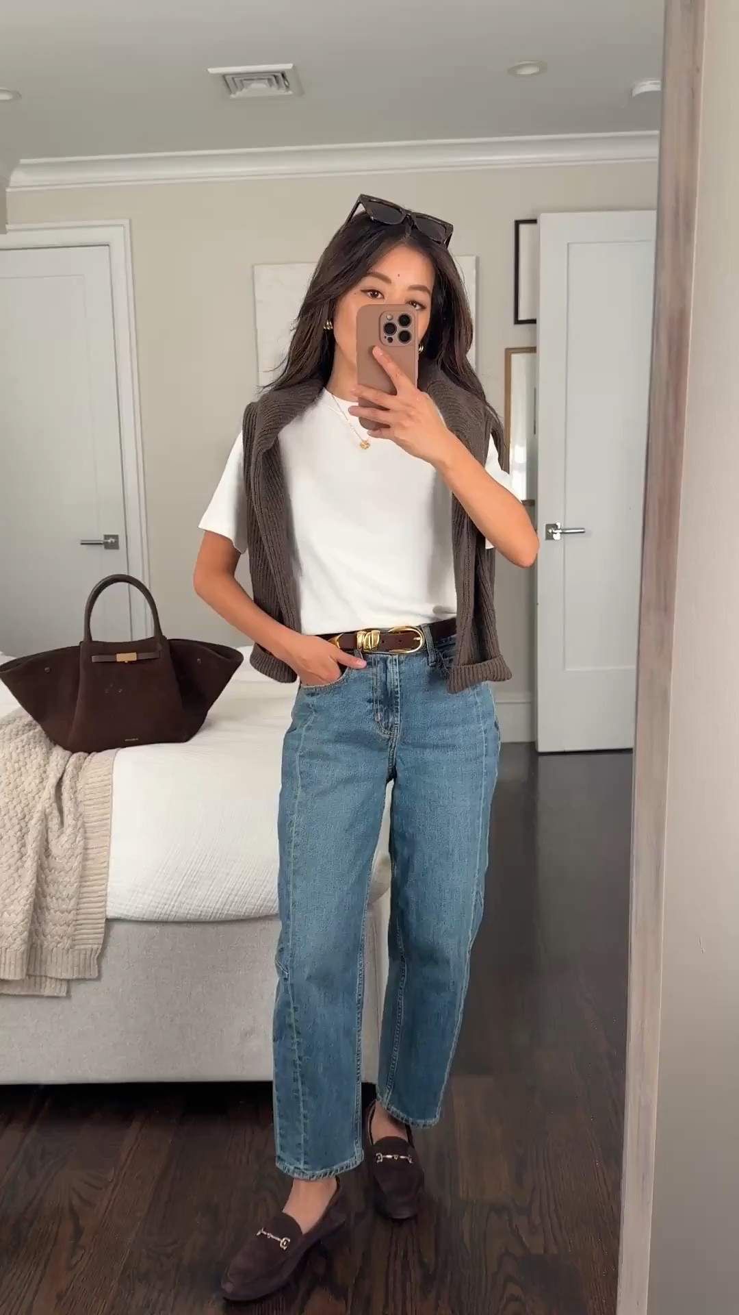 Jeans on sale! Linked some other items on sale under similar

• Old Navy barrel ankle jeans 0 petite, looser fit at my waist, but TTS, actually short enough ankle length for me, very good for the price!

• Aritzia white cotton tee 2XS, slightly boxier structured shape yet is super soft and not sheer. Shrinks a tad in the wash.

• Quince Mongolian cashmere fisherman crewneck sweater xs

• Sam Edelman Loraine loafer 5.5 (love and have in several colors!)

• Madewell triple metal keeper belt xxs

• DeMellier suede midi New York bag

Petite friendly style, casual mom style, easy transitional outfit

#LTKPetite #LTKootd #LTKmomlife