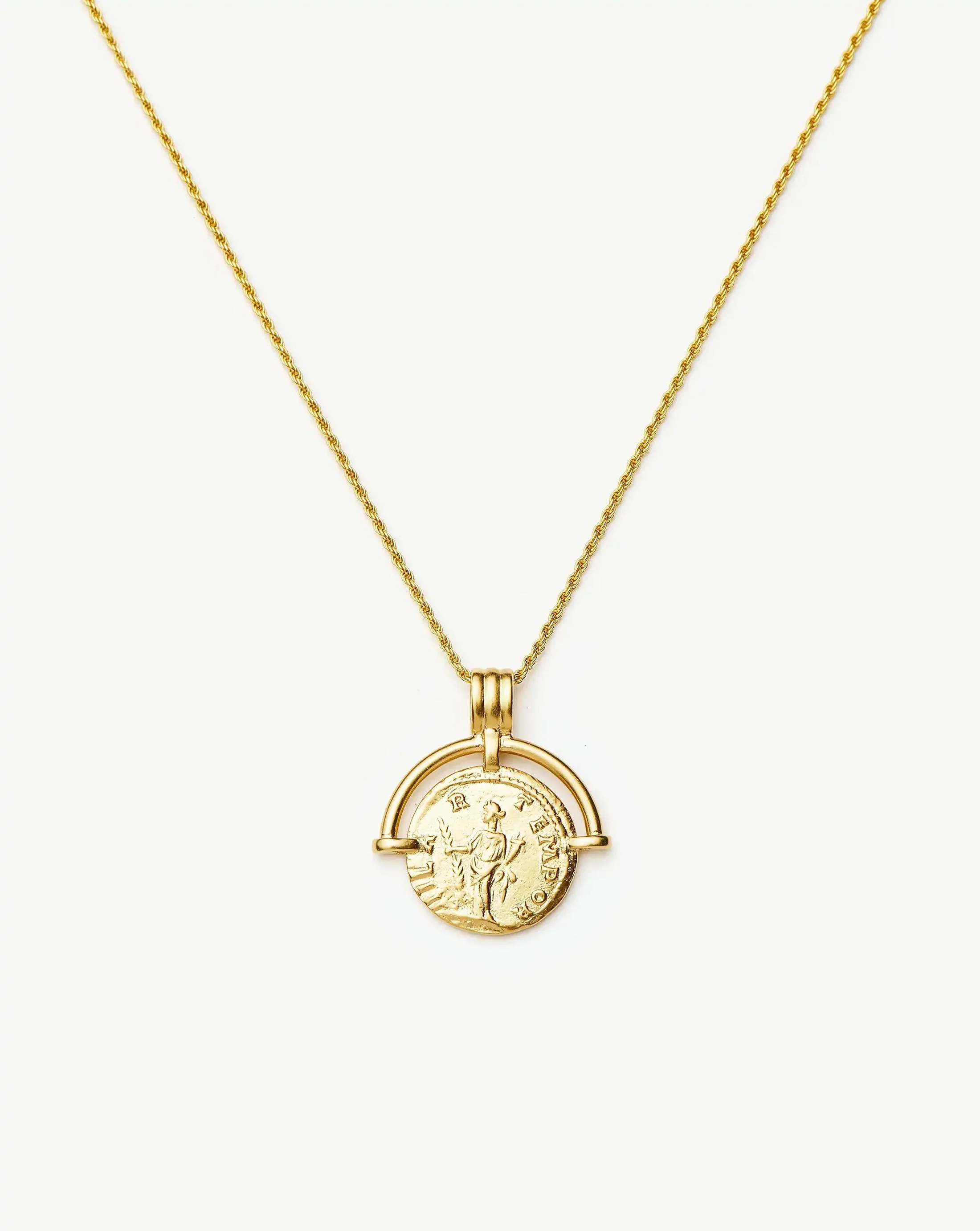 Lucy Williams Long Engravable Roman Arc Coin Gold Necklace | Missoma UK