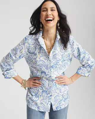 No Iron™ Paisley Print Stretch Shirt | Chico's