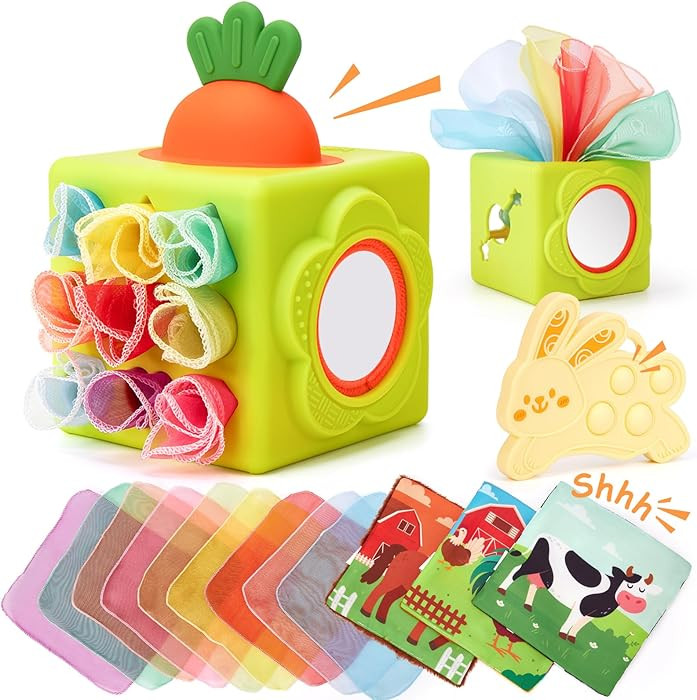 hahaland Silicone Baby Tissue Box Toy - Baby Toys 6-12 Months Montessori Toys for 6 Month Old Bab... | Amazon (US)