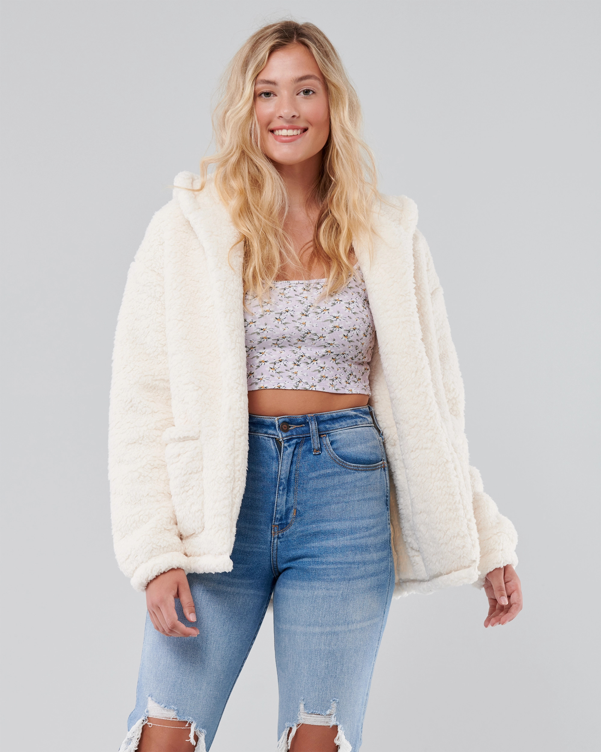 Girls Oversized Sherpa Hoodie | Girls Tops | HollisterCo.com | Hollister (UK)