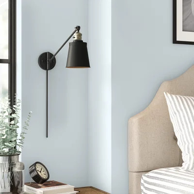 Lavender Hill 1 - Light Dimmable Plug-in Antique Brass/Matte Black Swing Arm | Wayfair North America