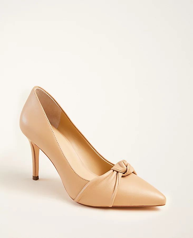 >Mila Leather Knot Bow Pumps | Ann Taylor (US)