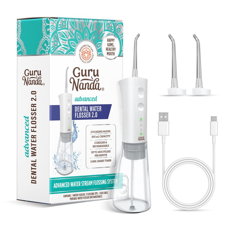 GuruNanda Advanced Dental Water Flosser 2.0 (300ml) - White - Walmart.com | Walmart (US)