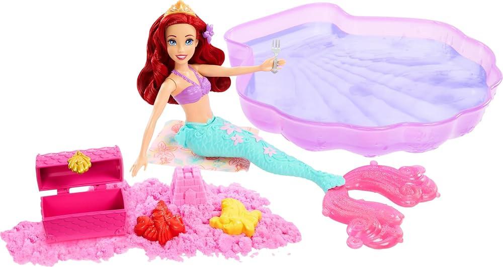 Mattel Disney Princess Toys, Ariel Mermaid Doll & Pool Set with Moldable Sand, 3 Molds & 6 Access... | Amazon (US)