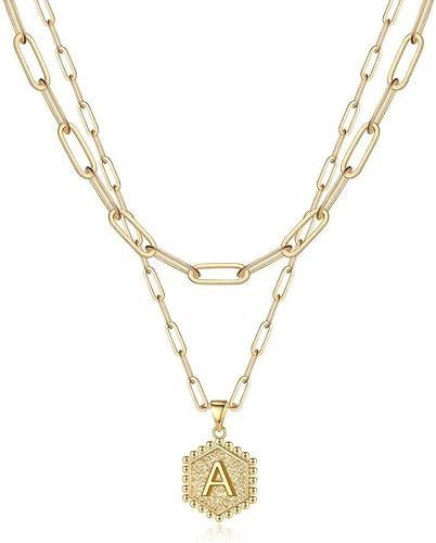 M MOOHAM Dainty Gold Necklace for Women - 14K Solid Gold Over Layering Necklaces for Women Cute H... | Amazon (US)