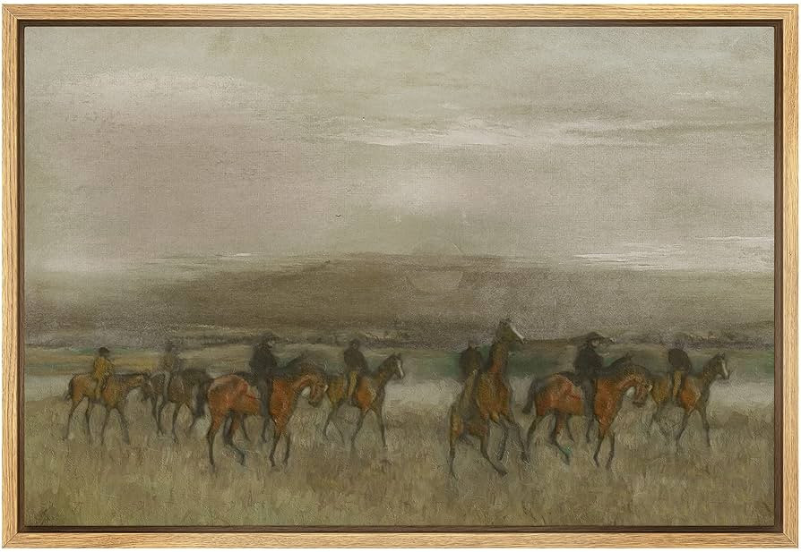 MUDECOR Framed Canvas Print Wall Art Horse Riders in Dark Watercolor Landscape Nature Wilderness ... | Amazon (US)