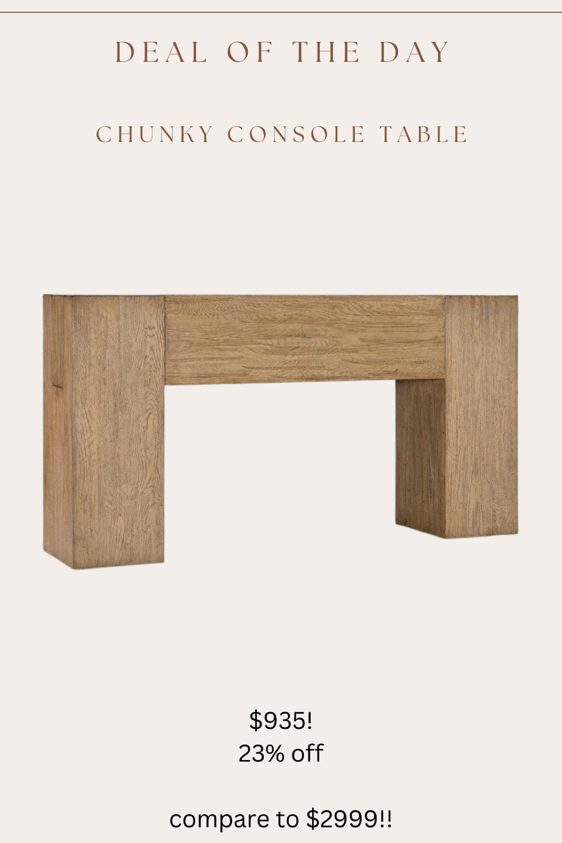 Best price I’ve seen for this hooker furniture brand console table / have never seen below $1000!

If you’re needing the chunky console table look without spending almost $3000, this is an amazing option! 

#LTKsalealert #LTKhome