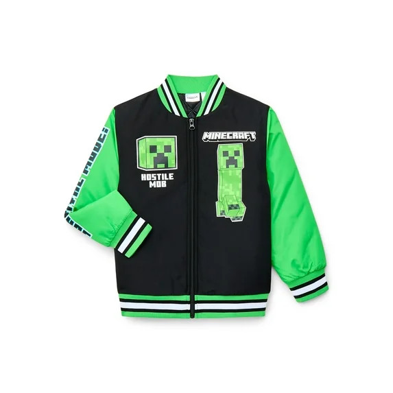 Minecraft Boys Graphic Bomber Jacket, Sizes 4-12 | Walmart (US)