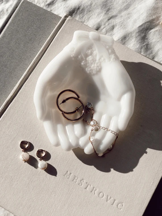 Milk Glass Porcelain Hands Dish | Etsy | Etsy (US)