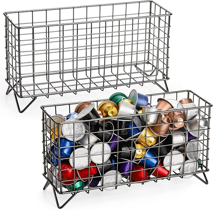 TOPZEA 2 Pack Coffee Pod Holder, Metal Large Capacity K Cups Containers, Espresso Pods Coffee Cap... | Amazon (US)