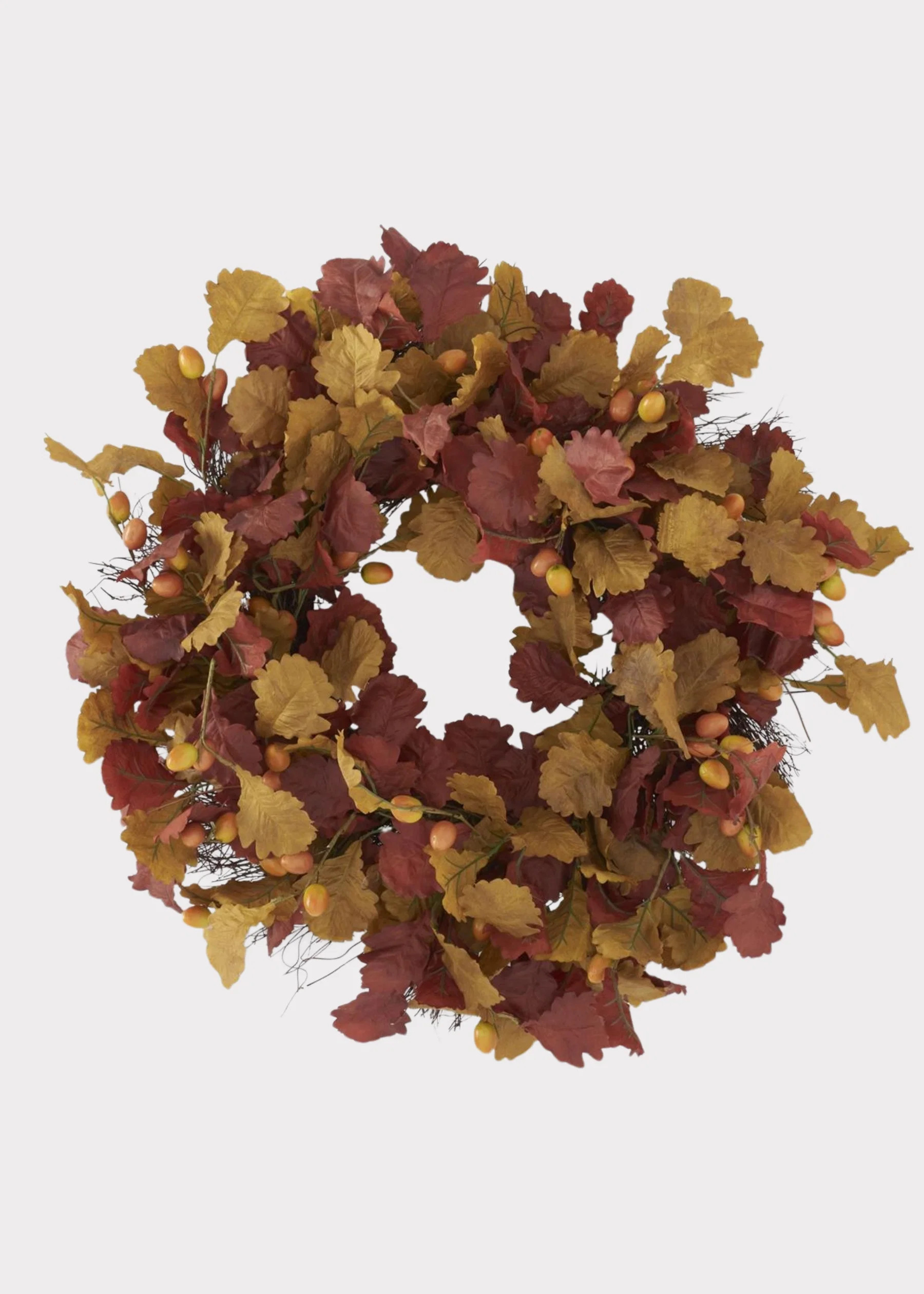 Burgundy and Mustard Oak Wreath | Artificial Fall Leaves | Afloral | Afloral