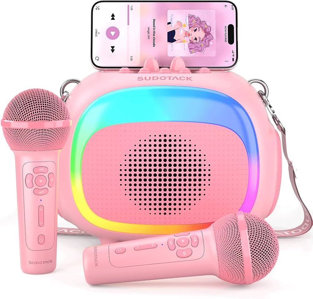 SUDOTACK Mini Karaoke Machine for Kids, Portable Bluetooth Karaoke Speaker with 2 Wilreless Micro... | Amazon (US)