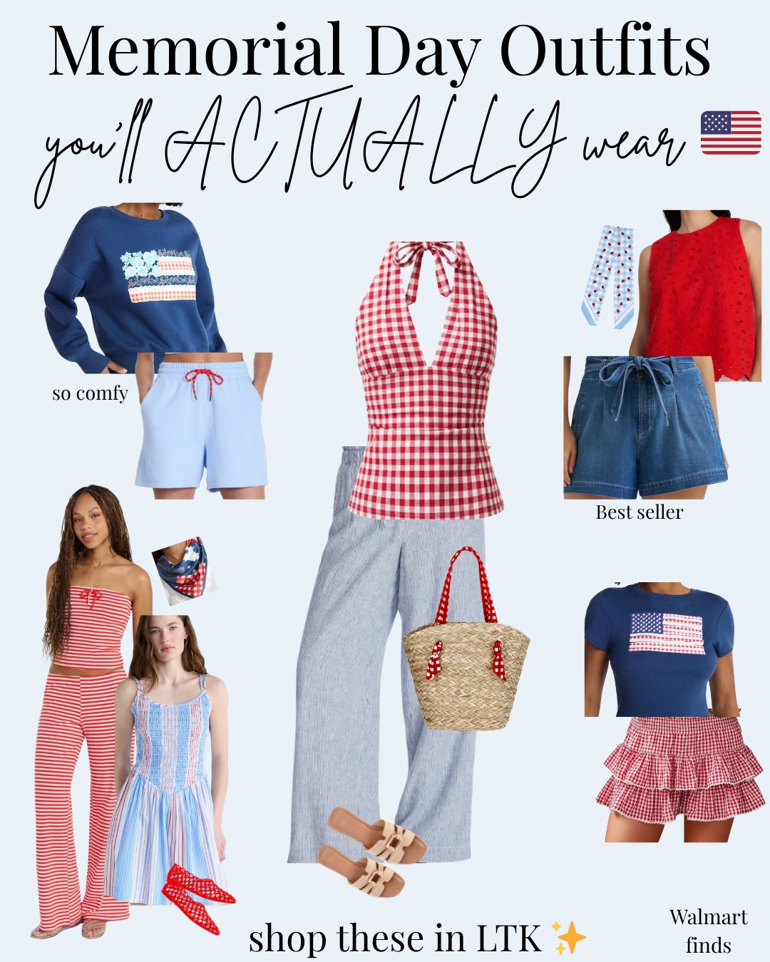 Memorial Day outfits you’ll ACTUALLY wear 🇺🇸✨
Easy, comfy, and cute—no overthinking required 🙌

👉 Slide 1: outfit ideas  
👉 Slide 2: the best throw-on-and-go dresses (just add shoes & go)

Everything is affordable + linked in my LTK ✨


Which would you wear?!
Outfits or dresses? 👇

(Follow and  Save this so you’re ready for the holiday weekend 🇺🇸)

#memorialdayoutfits #summeroutfits #outfitideas #walmartfinds #affordablefashion #casualstyle #ltkcreator #ltkfashion #Walmartpartner #momstyle 

#LTKmomlife #LTKSaleAlert #LTKOver40
