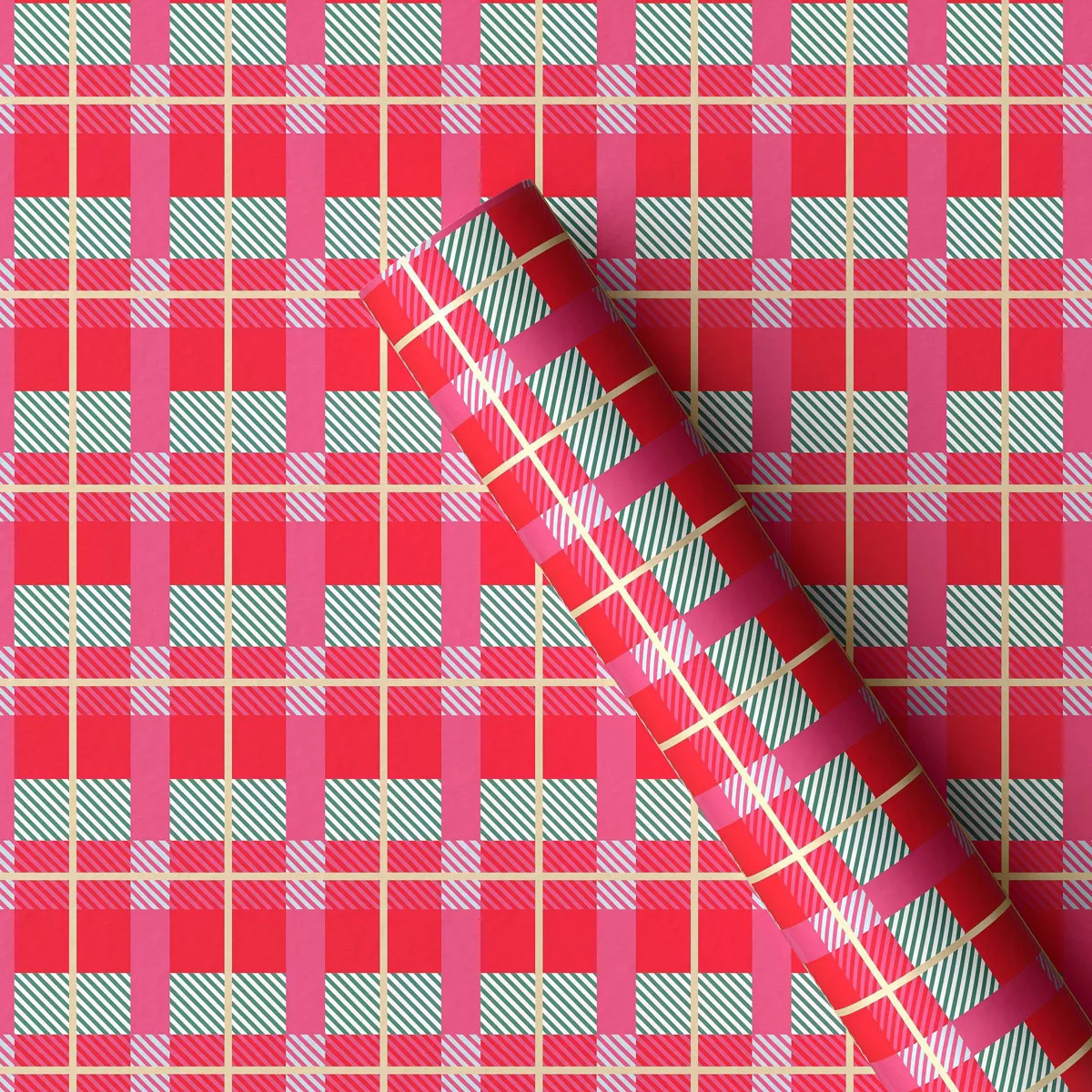 90 sq ft Metallic Plaid Christmas Gift Wrap Red/Blue - Wondershop™: FSC Certified, Classic Patt... | Target