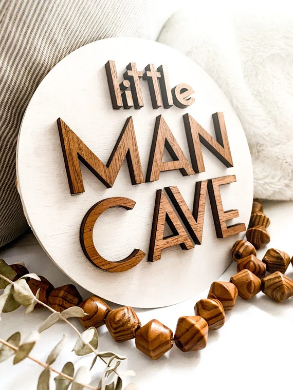Baby Boy Nursery Sign Little Man Cave Plaque Crib Sign - Etsy | Etsy (US)