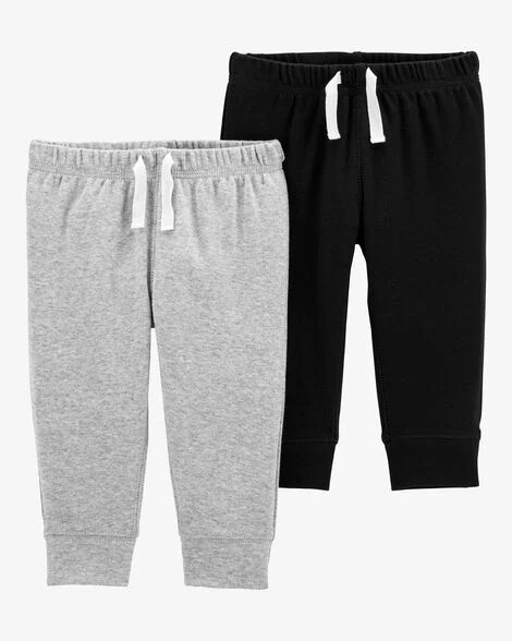 Baby Boy 2-Pack Cotton Pants - Grey/Black | Carter's Inc