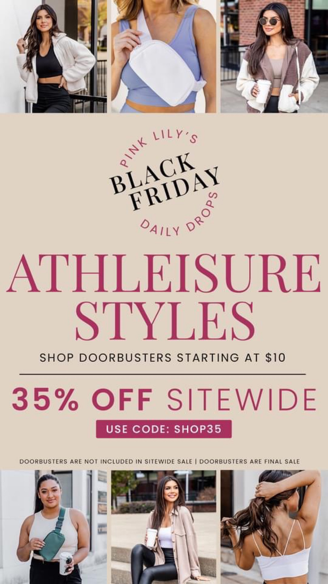 Pink Lily 35% off sitewide — Athleisure + free gifts if you spend over $150

#LTKCyberweek #LTKsalealert #LTKGiftGuide