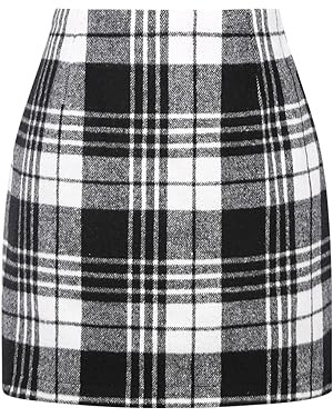 IDEALSANXUN Womens High Waist Plaid Skirt Bodycon Pencil Wool Mini Skirts | Amazon (US)