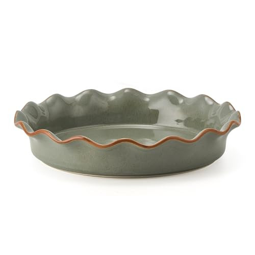 SIDUCAL Ceramic Pie Pan for Baking[10.5 inch],Reusable NonStick Ceramic Pie Plate with Ruffled Edge,Deep and Fluted Pie Dish for Apple Pie,Quiche,Pot Pies, Tart, etc（Green） | Amazon (US)