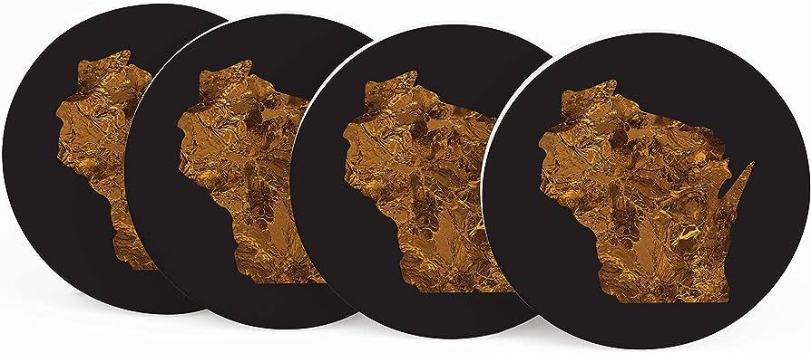 Wisconsin State Shape Copper, Joyride Home Décor 4 Ceramic Coasters, 4-inch Circle Drink Coaster... | Amazon (US)