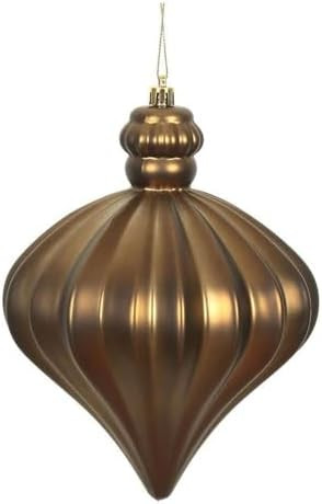 Pemberly Row 6" Onion Drop Christmas Ornaments in Matte Mocha Brown (Set of 4) | Amazon (US)