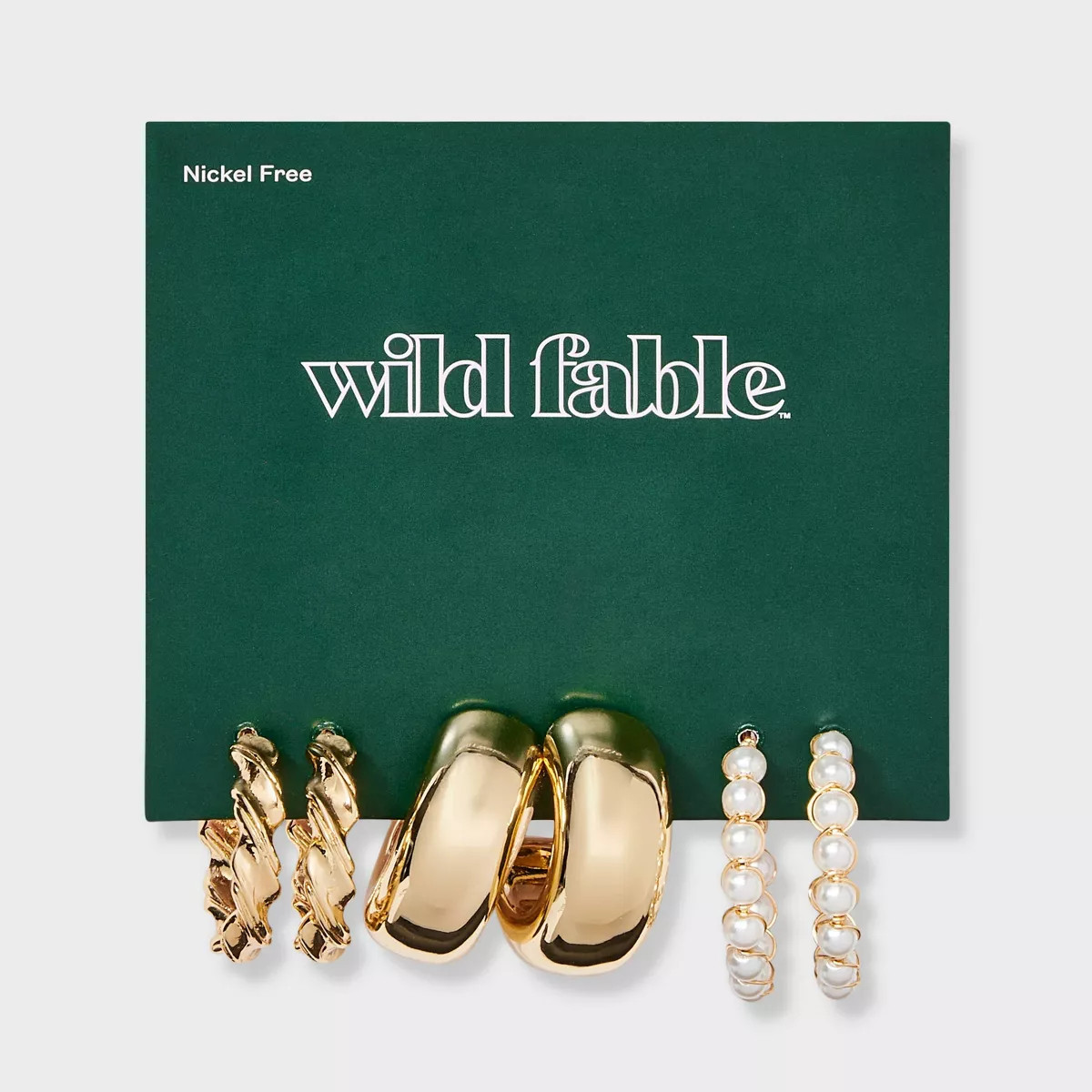 Smooth Twist and Pearl Hoop Earring Set 3pc - Wild Fable™ Gold | Target