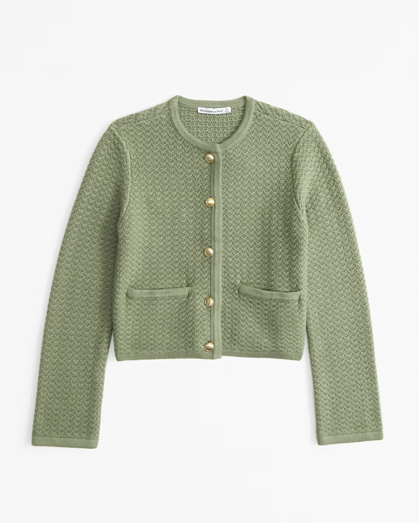 Women's Textural Crew Sweater Jacket | Women's Matching Sets | Abercrombie.com | Abercrombie & Fitch (US)