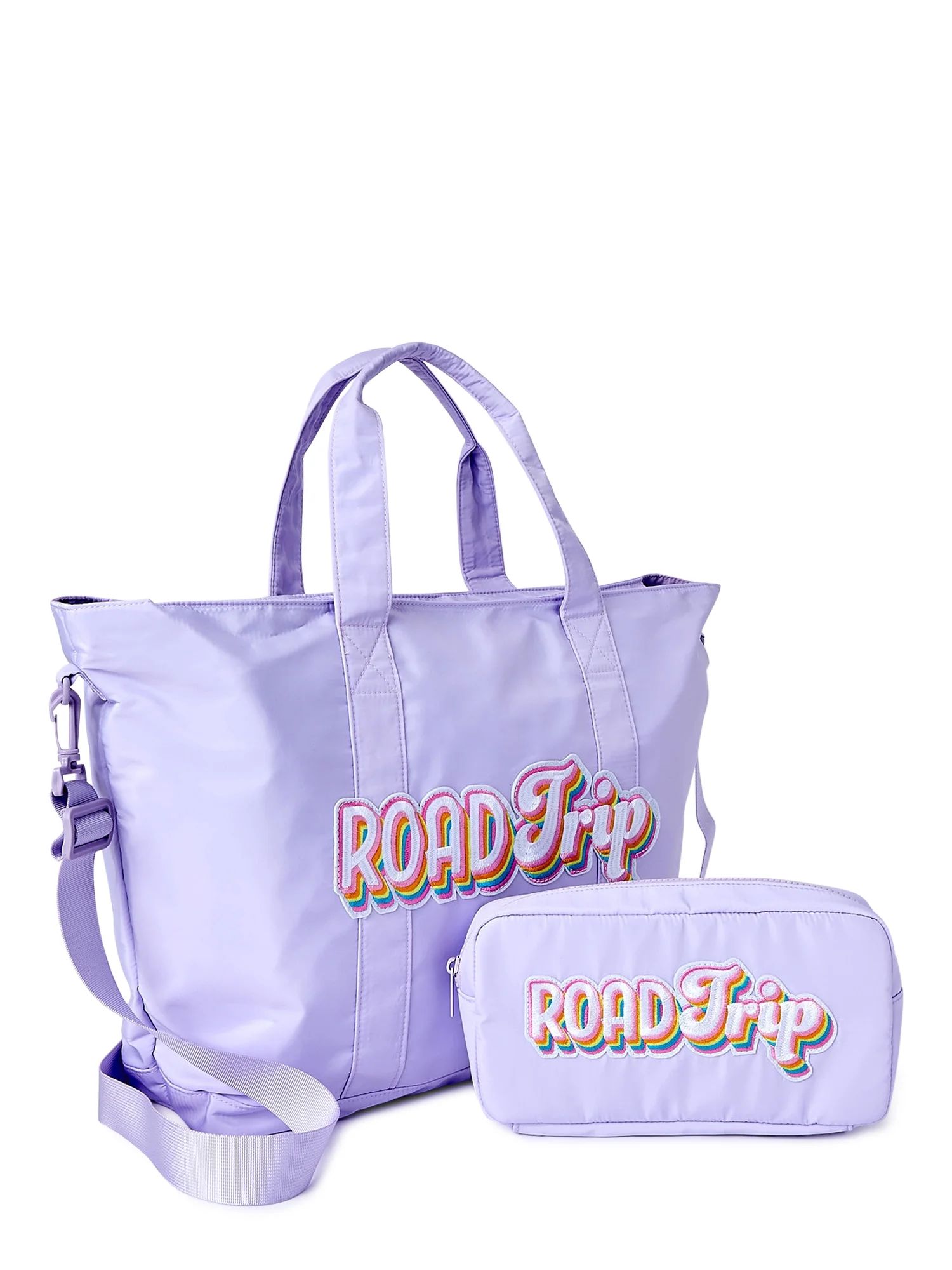 No Boundaries Women's Road Trip Tote and Pouch Set, 2-Piece Lavender | Walmart (US)