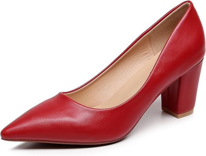 VenusCelia Women's Lewin Pumps Chunky Heel Shoes | Amazon (US)