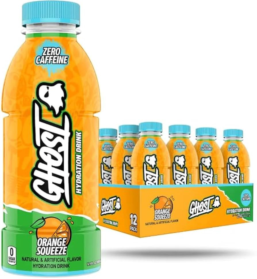GHOST Hydration Drink- Orange Squeeze - Pack of 12, 16.9 Fl Oz Bottles | Amazon (US)