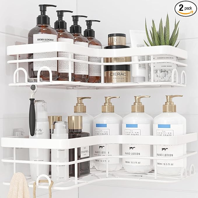 Corner Shower Caddy - 2 Pack, Adhesive Shower Organizers, Rustproof Stainless Steel Shower Shelve... | Amazon (US)