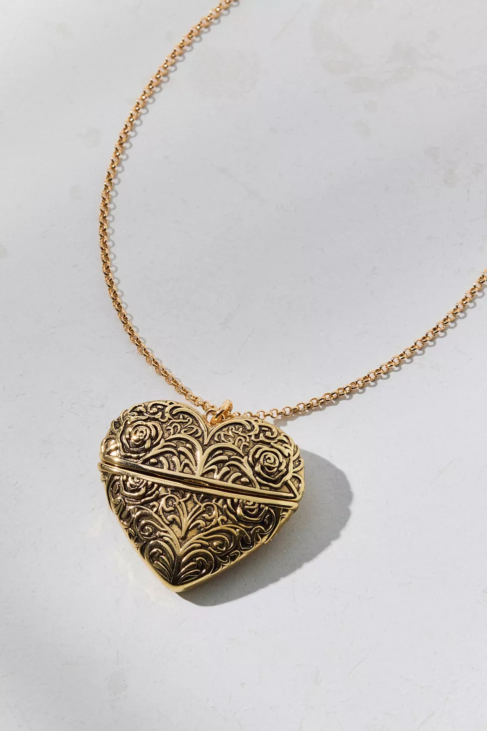 Dogwood Engraved Heart Locket Necklace | Urban Outfitters (US and RoW)