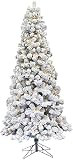 Fraser Hill Farm 9.0-Foot Pre-Lit Hillside Slim Snow Flocked Christmas Tree, Warm White LED Lights,  | Amazon (US)