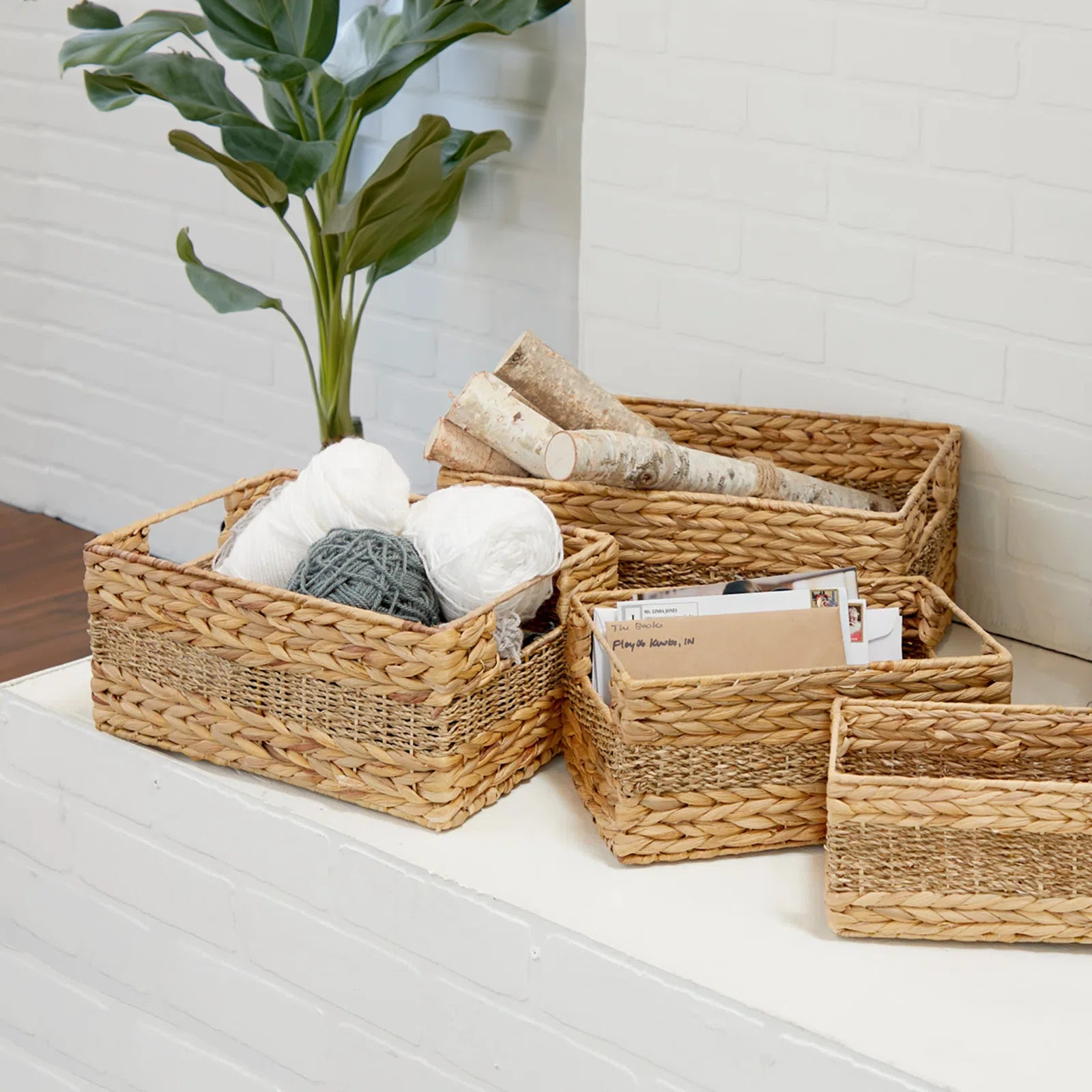 Tellara Seagrass Handmade 4-Piece Nesting Basket | Wayfair North America