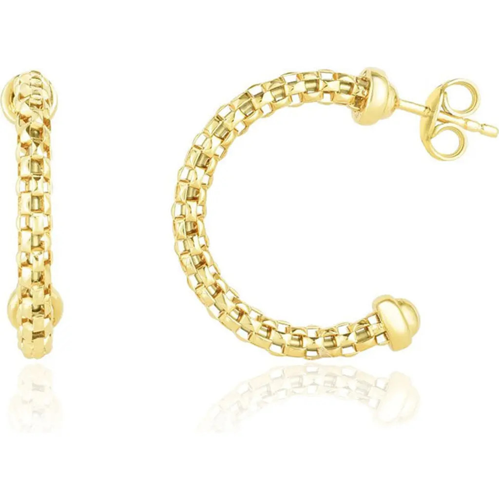 The Lovery Fine Jewelry Gold Box Chain Hoop Earrings in Yellow Gold at Nordstrom | Nordstrom