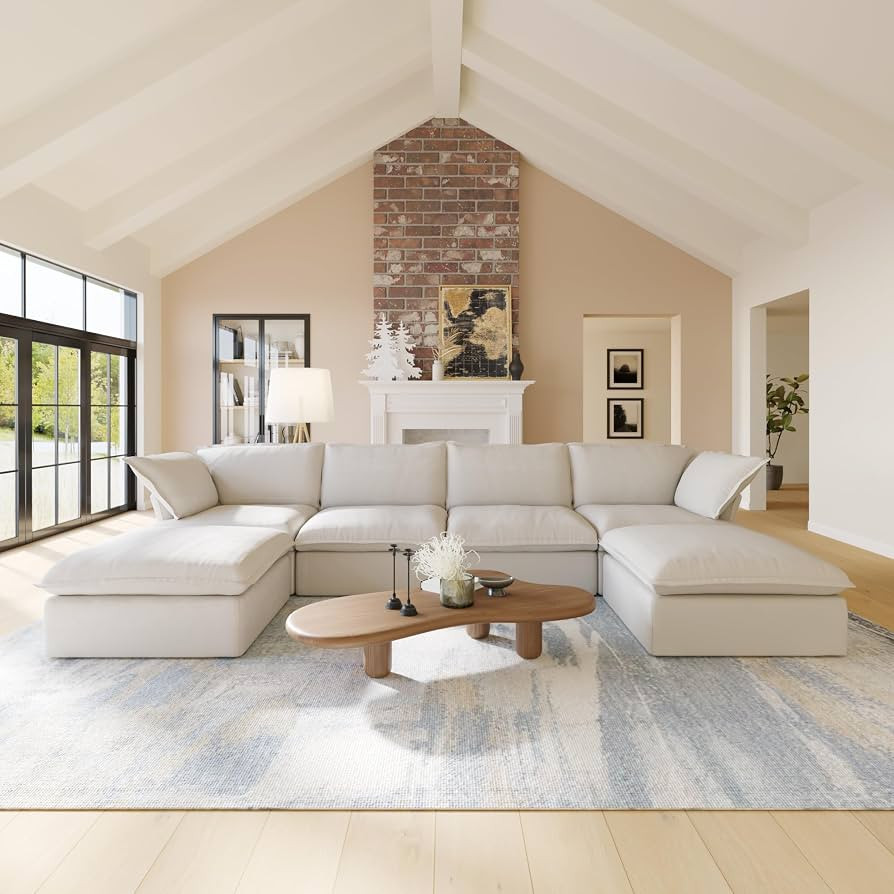 WJShome Cloud Modular Sectional Sofa with Storage Ottoman,165.2" Down Filled Comfort U Shaped Sof... | Amazon (US)