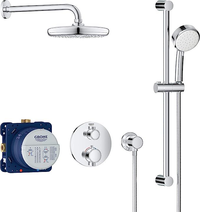 GROHE 34745000 Grohtherm Cube Shower Set with Tempesta 210, Starlight Chrome | Amazon (US)
