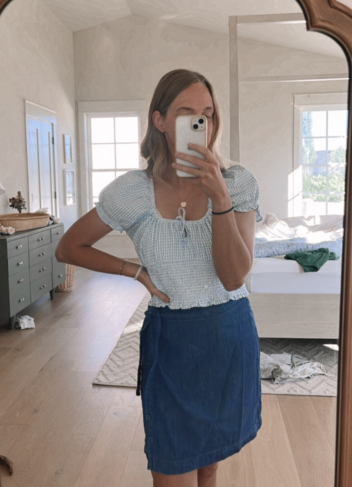 Love this denim wrap skirt to be dressed up or down. 
For a more modest length I ordered my true to size in a tall. 

#LTKWorkwear #LTKFamily #LTKOver40