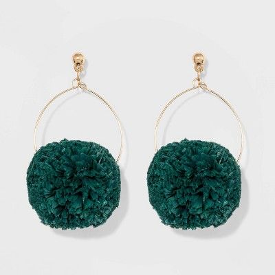 Wire Tear Drop with Pom Trim Earrings - A New Day™ Teal | Target